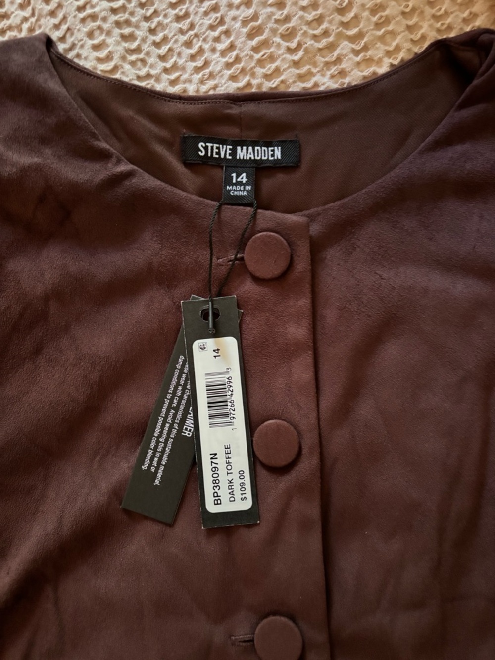 Steve Madden Toffee Brown Faux-Suede Sleeveless Sheath Mini Dress